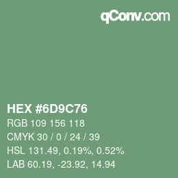Farbcode: HEX #6D9C76 | qconv.com