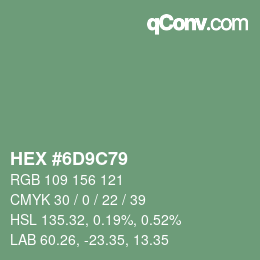 Color code: HEX #6D9C79 | qconv.com