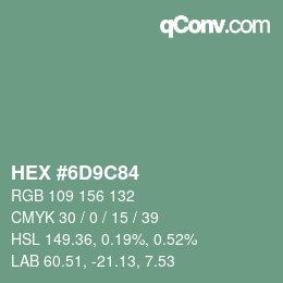 Color code: HEX #6D9C84 | qconv.com