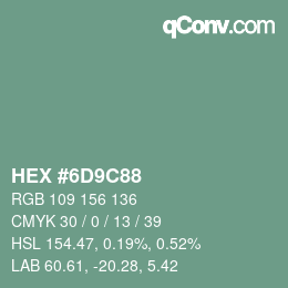 Color code: HEX #6D9C88 | qconv.com