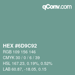 Color code: HEX #6D9C92 | qconv.com