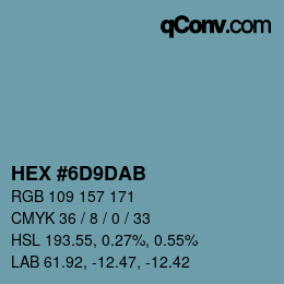 颜色代码: HEX #6D9DAB | qconv.com