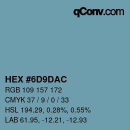 Color code: HEX #6D9DAC | qconv.com