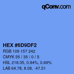 カラーコード: HEX #6D9DF2 | qconv.com