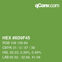 Color code: HEX #6D9F45 | qconv.com