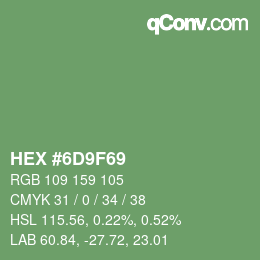 Color code: HEX #6D9F69 | qconv.com