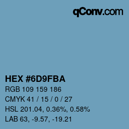 Color code: HEX #6D9FBA | qconv.com