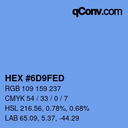Color code: HEX #6D9FED | qconv.com