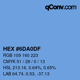 Color code: HEX #6DA0DF | qconv.com