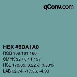 Color code: HEX #6DA1A0 | qconv.com