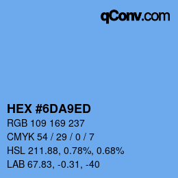 カラーコード: HEX #6DA9ED | qconv.com