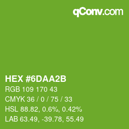 Color code: HEX #6DAA2B | qconv.com