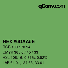 Farbcode: HEX #6DAA5E | qconv.com