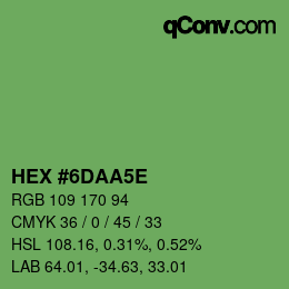 Color code: HEX #6DAA5E | qconv.com