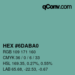 Color code: HEX #6DABA0 | qconv.com