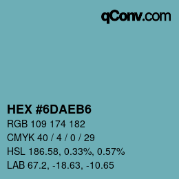 颜色代码: HEX #6DAEB6 | qconv.com