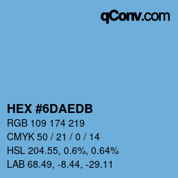 Color code: HEX #6DAEDB | qconv.com