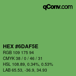 Farbcode: HEX #6DAF5E | qconv.com