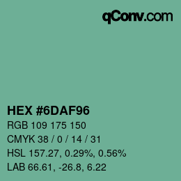Color code: HEX #6DAF96 | qconv.com