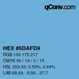 カラーコード: HEX #6DAFD9 | qconv.com