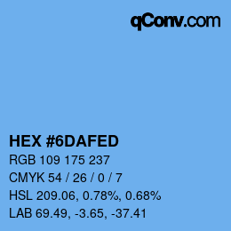 Color code: HEX #6DAFED | qconv.com