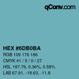 Farbcode: HEX #6DB0BA | qconv.com