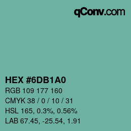 Color code: HEX #6DB1A0 | qconv.com