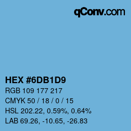 カラーコード: HEX #6DB1D9 | qconv.com