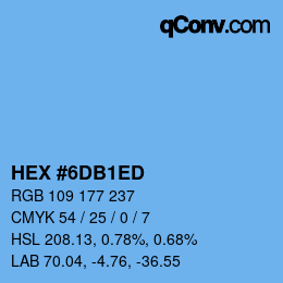 Color code: HEX #6DB1ED | qconv.com