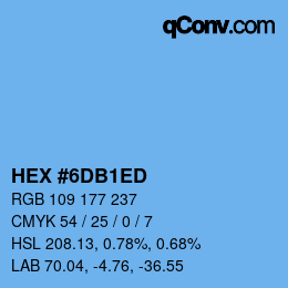 Farbcode: HEX #6DB1ED | qconv.com