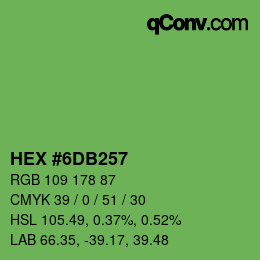 颜色代码: HEX #6DB257 | qconv.com