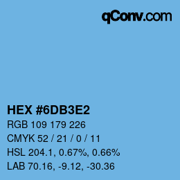 カラーコード: HEX #6DB3E2 | qconv.com