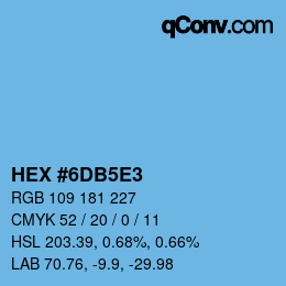 Farbcode: HEX #6DB5E3 | qconv.com