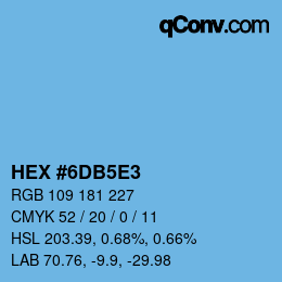 Farbcode: HEX #6DB5E3 | qconv.com