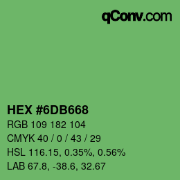颜色代码: HEX #6DB668 | qconv.com