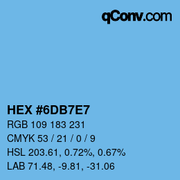 カラーコード: HEX #6DB7E7 | qconv.com