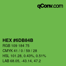 Color code: HEX #6DB84B | qconv.com