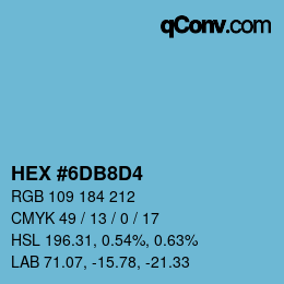 カラーコード: HEX #6DB8D4 | qconv.com
