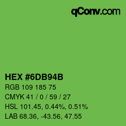 Color code: HEX #6DB94B | qconv.com