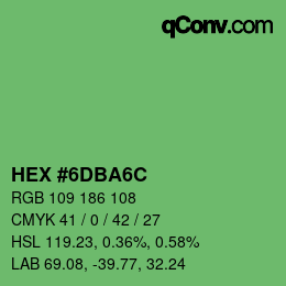 カラーコード: HEX #6DBA6C | qconv.com