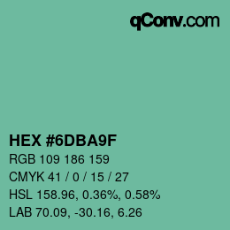 Color code: HEX #6DBA9F | qconv.com