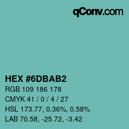 Color code: HEX #6DBAB2 | qconv.com