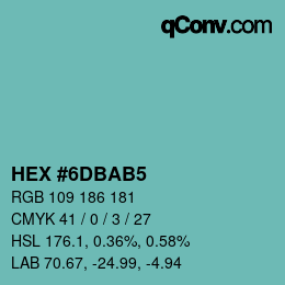 カラーコード: HEX #6DBAB5 | qconv.com