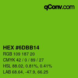 颜色代码: HEX #6DBB14 | qconv.com