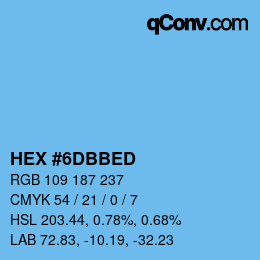 カラーコード: HEX #6DBBED | qconv.com
