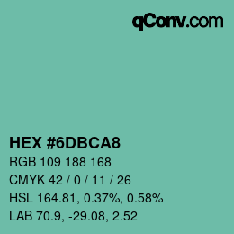 Color code: HEX #6DBCA8 | qconv.com