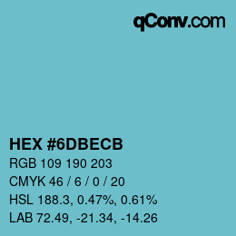 Color code: HEX #6DBECB | qconv.com