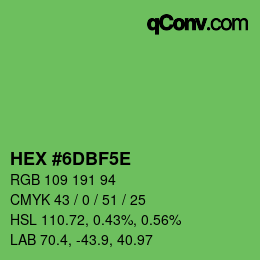 カラーコード: HEX #6DBF5E | qconv.com