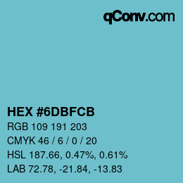 Color code: HEX #6DBFCB | qconv.com