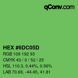 Color code: HEX #6DC05D | qconv.com